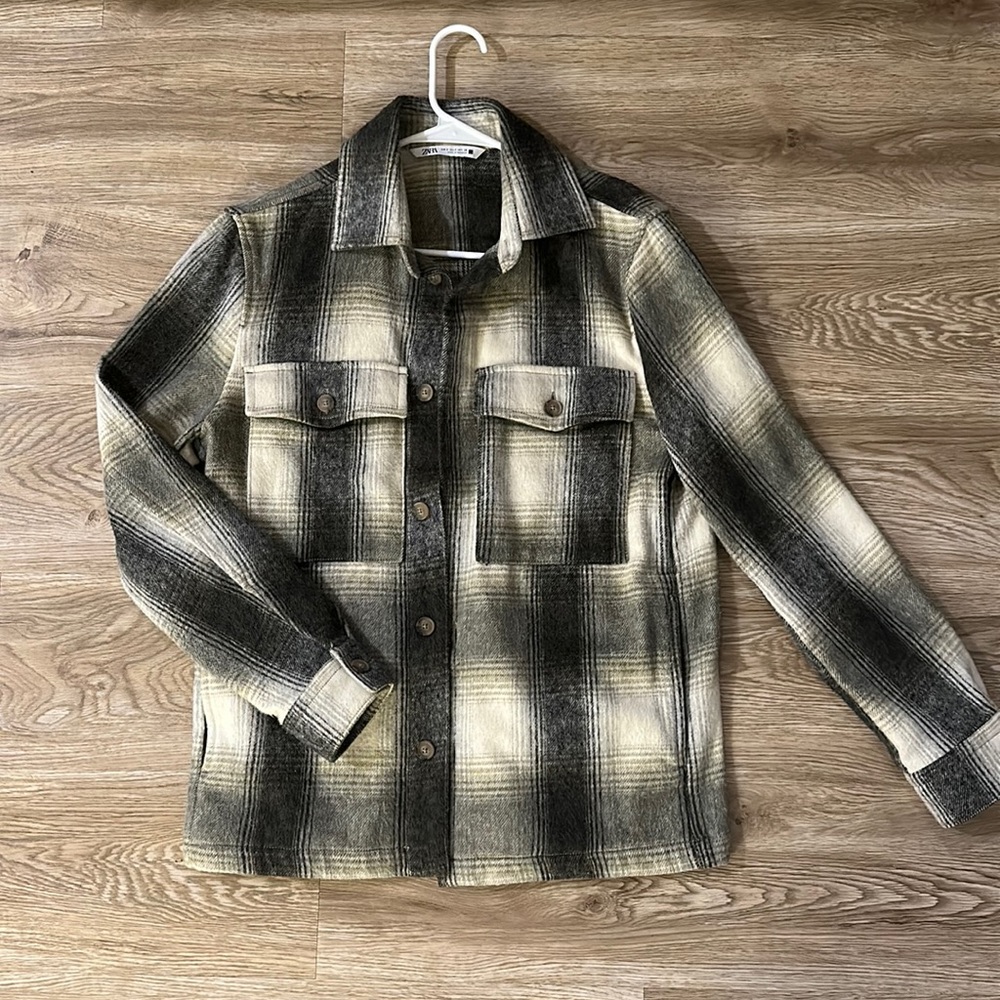 Zara flannel plaid shirt jacket